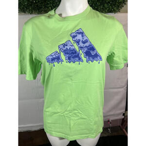 Adidas Green T-Shirt with Blue Drip Logo